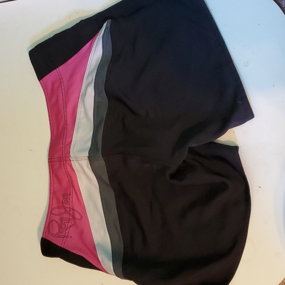 Ron Jon surf shop women's 9 black with pink & white stripes board shorts - Picture 2 of 5